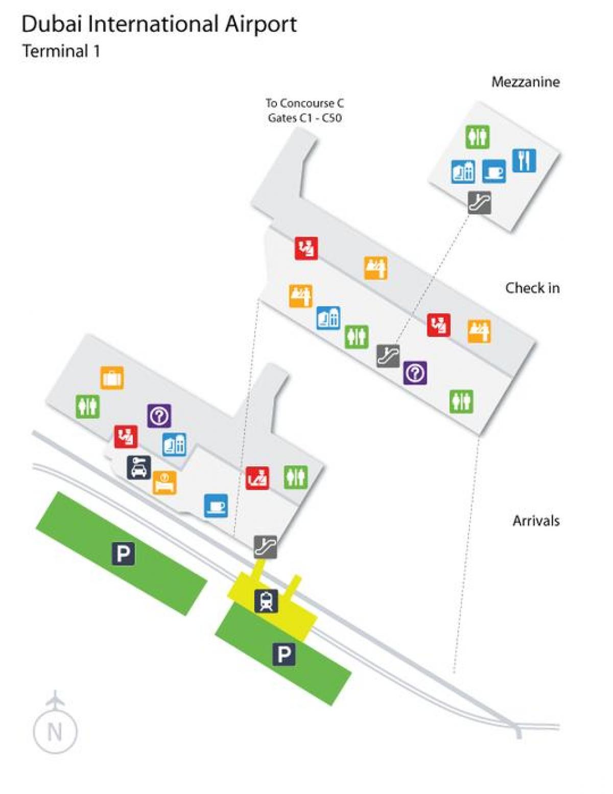 Dubai aerodrom terminal 1 lokaciju mapu