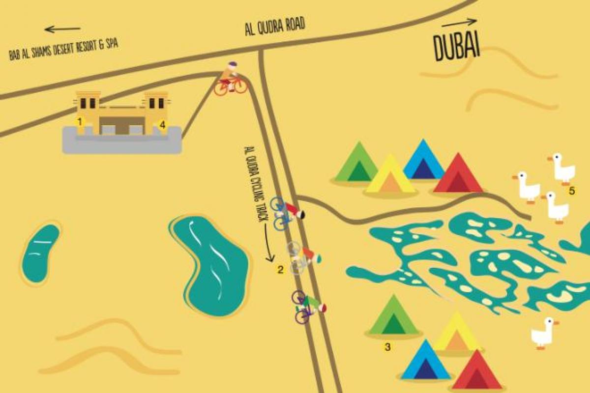 mapa Al Qudra Jezero rutu