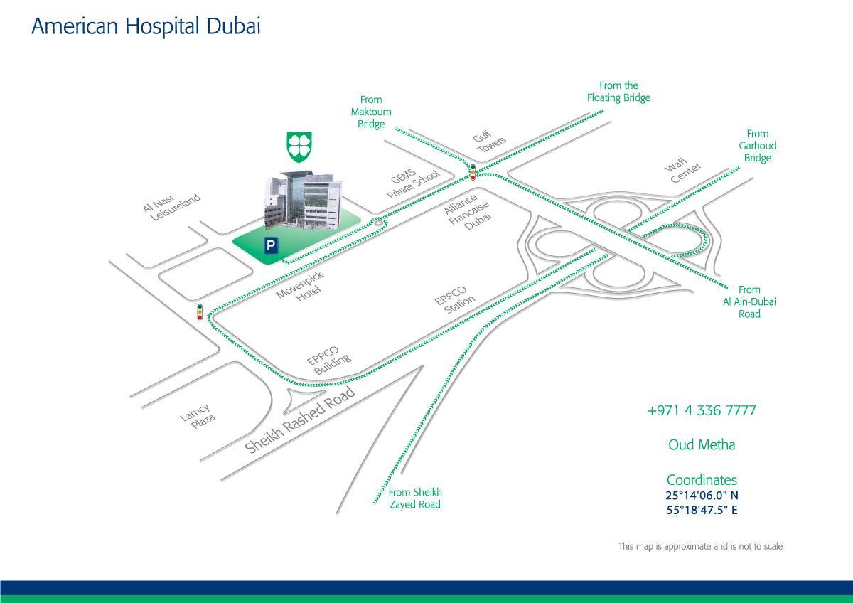 mapa Američki bolnicu Dubai