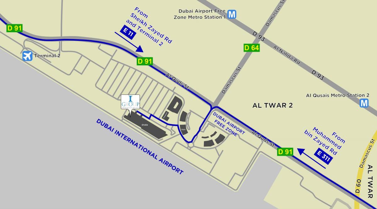 mapa Dubai aerodrom slobodna zona