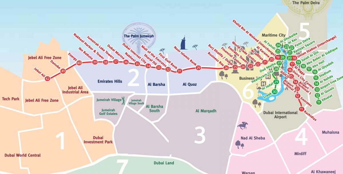 mapa Dubai naseljima
