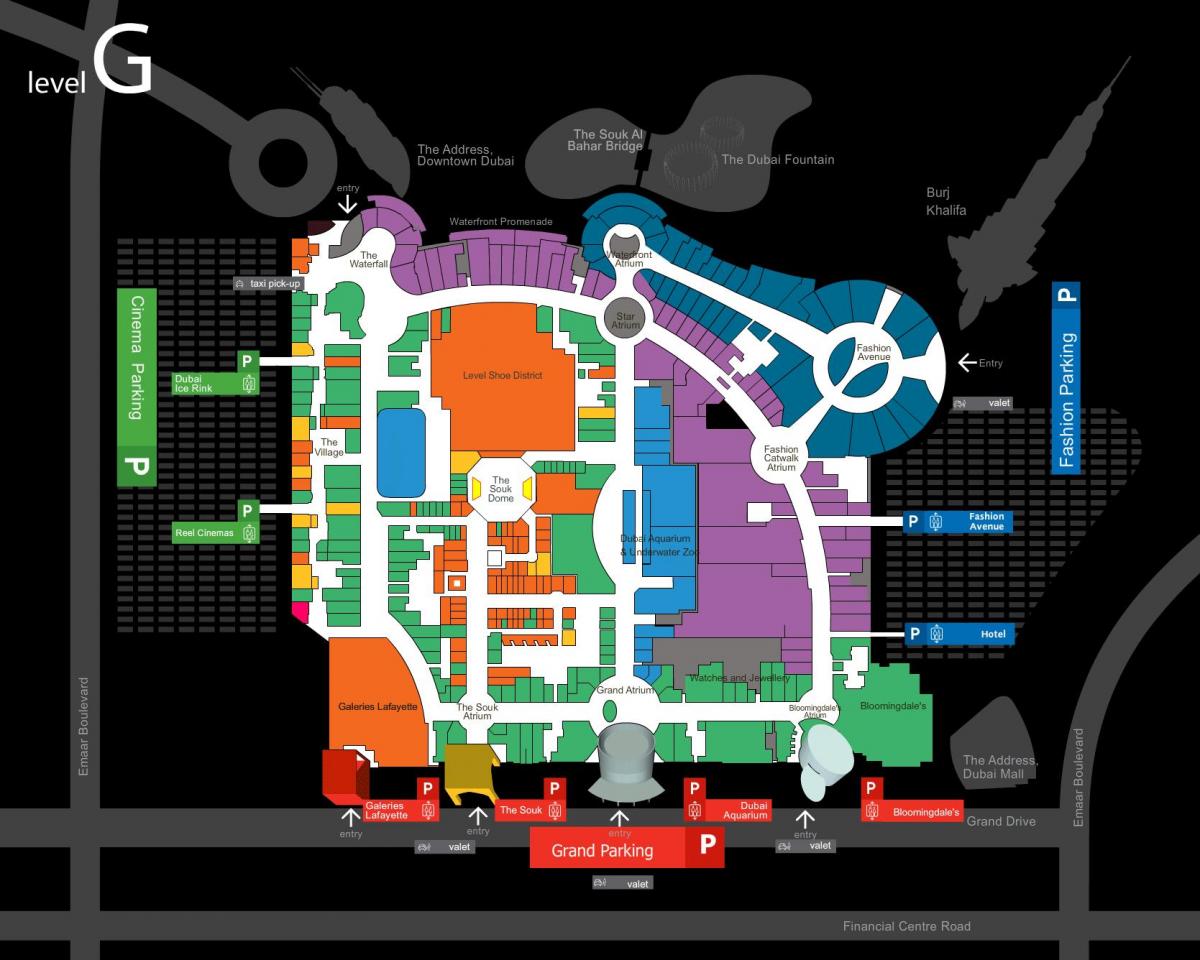 mapa Dubai tržnom centru
