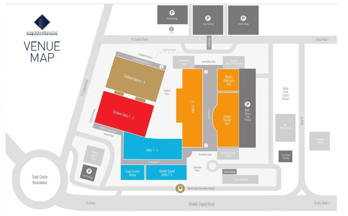 mapa Dubai tržnom centru parking