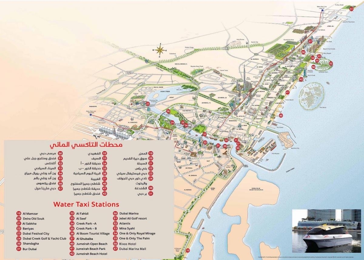 Dubai vode taksi put mapu