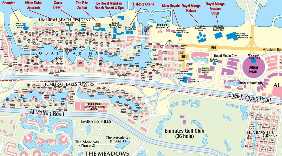 mapa Jumeirah plažu