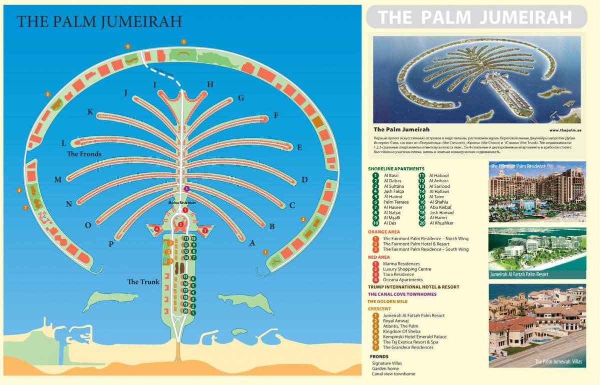mapa Palm Jumeirah Dubai