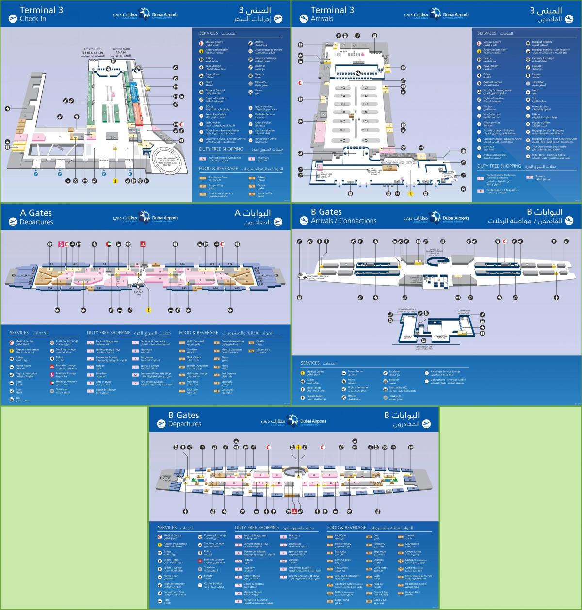 terminal 3 Dubai aerodrom mapu