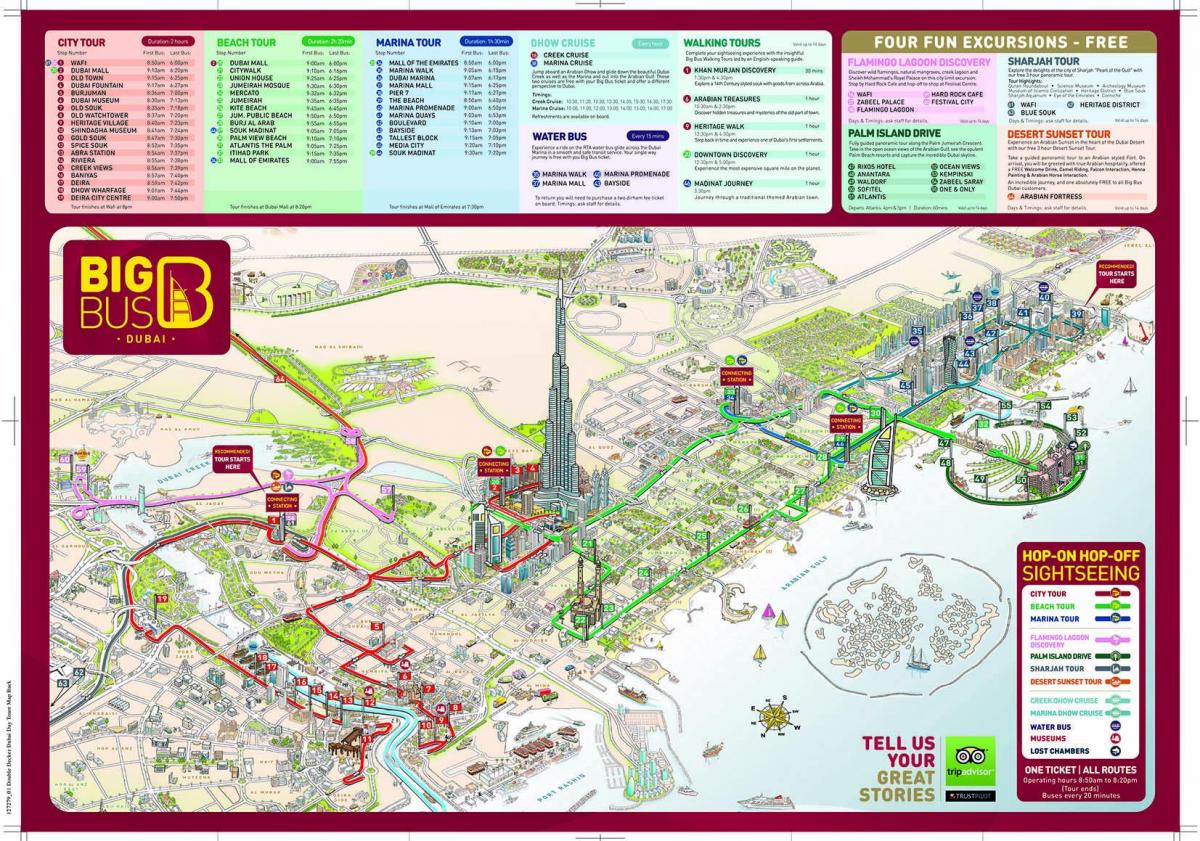 veliki crveni autobus Dubai mapu