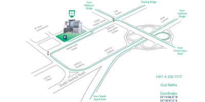 Mapa Američki bolnicu Dubai