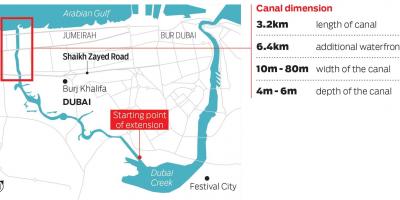 Mapa Dubai kanala