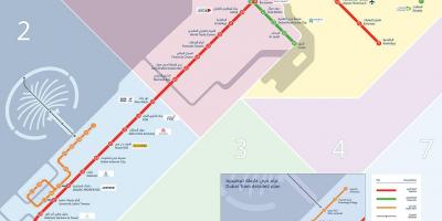 Metro liniju Dubai mapu